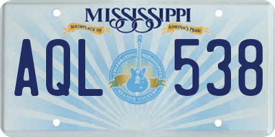 MS license plate AQL538