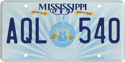 MS license plate AQL540