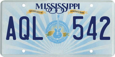 MS license plate AQL542