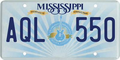 MS license plate AQL550