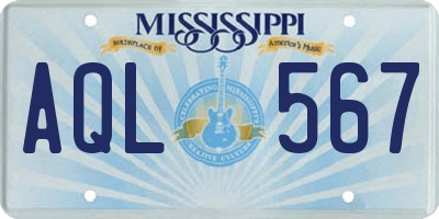 MS license plate AQL567