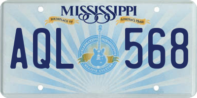 MS license plate AQL568