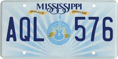 MS license plate AQL576