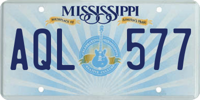 MS license plate AQL577
