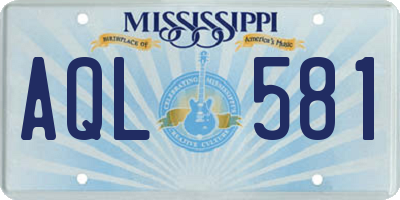 MS license plate AQL581
