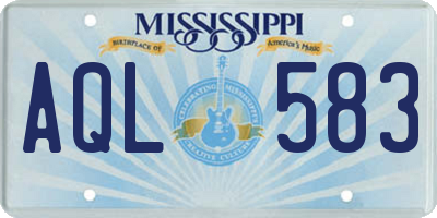 MS license plate AQL583