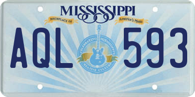 MS license plate AQL593