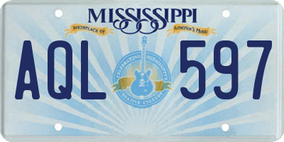 MS license plate AQL597