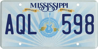 MS license plate AQL598