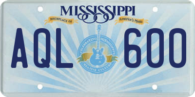 MS license plate AQL600