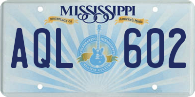 MS license plate AQL602