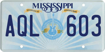 MS license plate AQL603