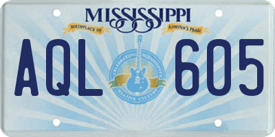 MS license plate AQL605