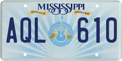 MS license plate AQL610