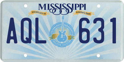 MS license plate AQL631