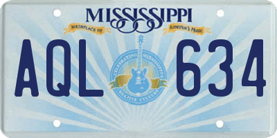 MS license plate AQL634