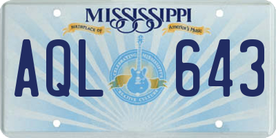 MS license plate AQL643