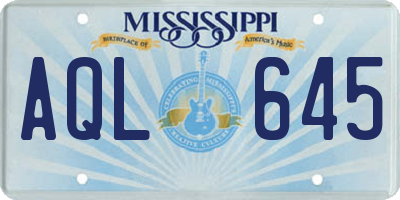 MS license plate AQL645