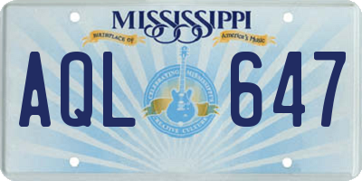MS license plate AQL647