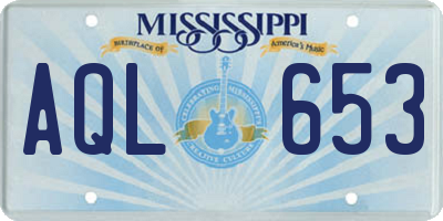 MS license plate AQL653