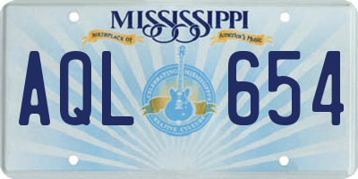 MS license plate AQL654