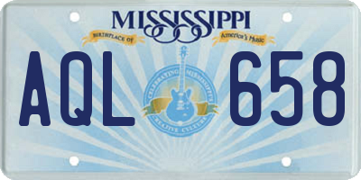 MS license plate AQL658