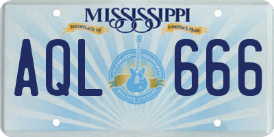 MS license plate AQL666