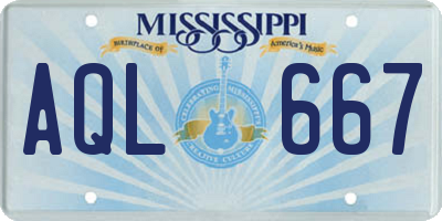 MS license plate AQL667