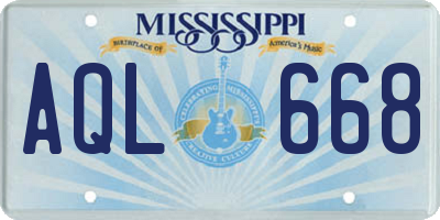 MS license plate AQL668