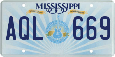 MS license plate AQL669