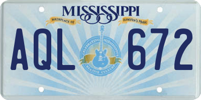 MS license plate AQL672
