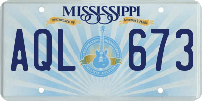 MS license plate AQL673