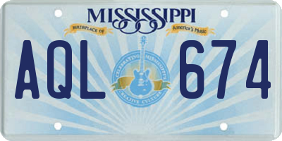 MS license plate AQL674