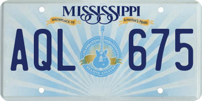 MS license plate AQL675