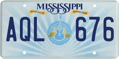 MS license plate AQL676