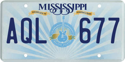 MS license plate AQL677