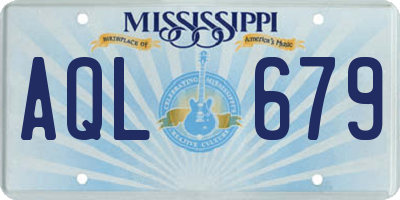 MS license plate AQL679