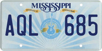 MS license plate AQL685