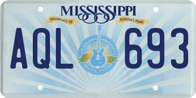 MS license plate AQL693