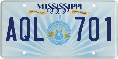 MS license plate AQL701