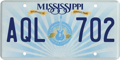 MS license plate AQL702