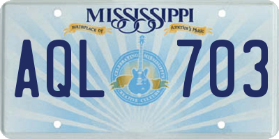 MS license plate AQL703