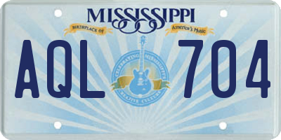 MS license plate AQL704