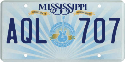 MS license plate AQL707