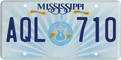MS license plate AQL710