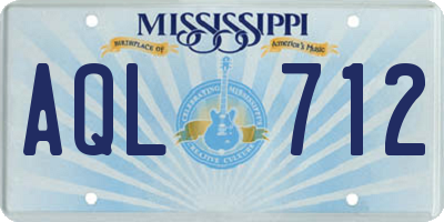 MS license plate AQL712