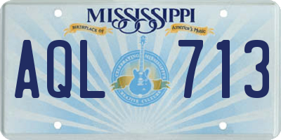 MS license plate AQL713