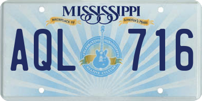 MS license plate AQL716