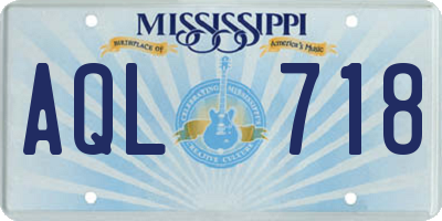 MS license plate AQL718