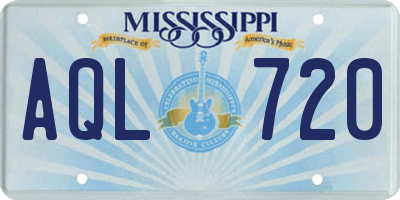 MS license plate AQL720